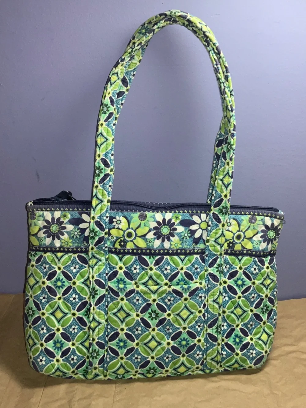 Vera Bradley quilted cotton tote bag Daisy Daisy pattern retired